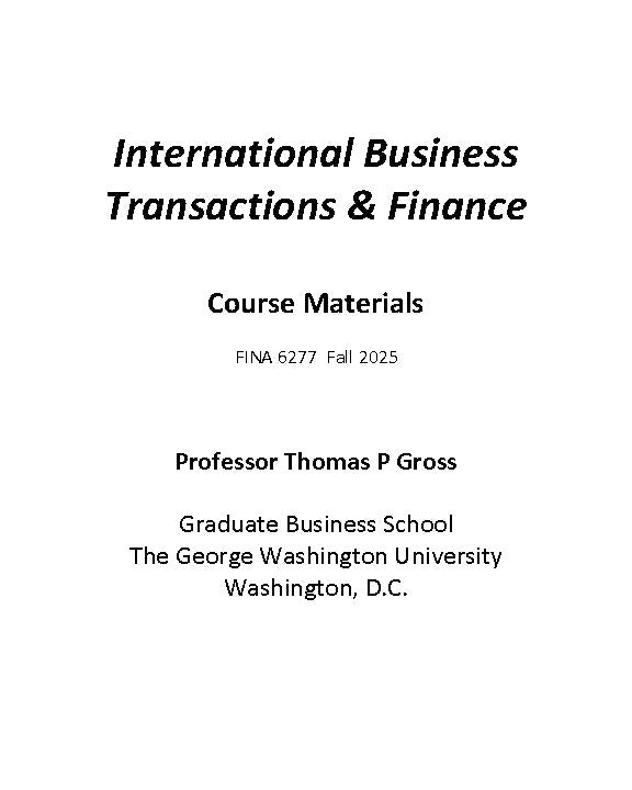 International Business Transactions & Finance